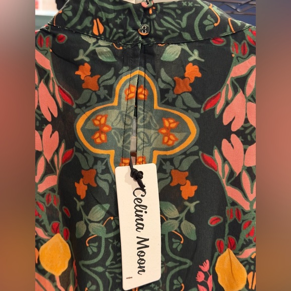 CELINA MOON AURNIA Floral Maxi dress•Green/Rose/Lily Orange/Black - Picture 5 of 8